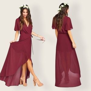 SHOW ME YOUR MUMU Sophia wrap dress in merlot, XXS